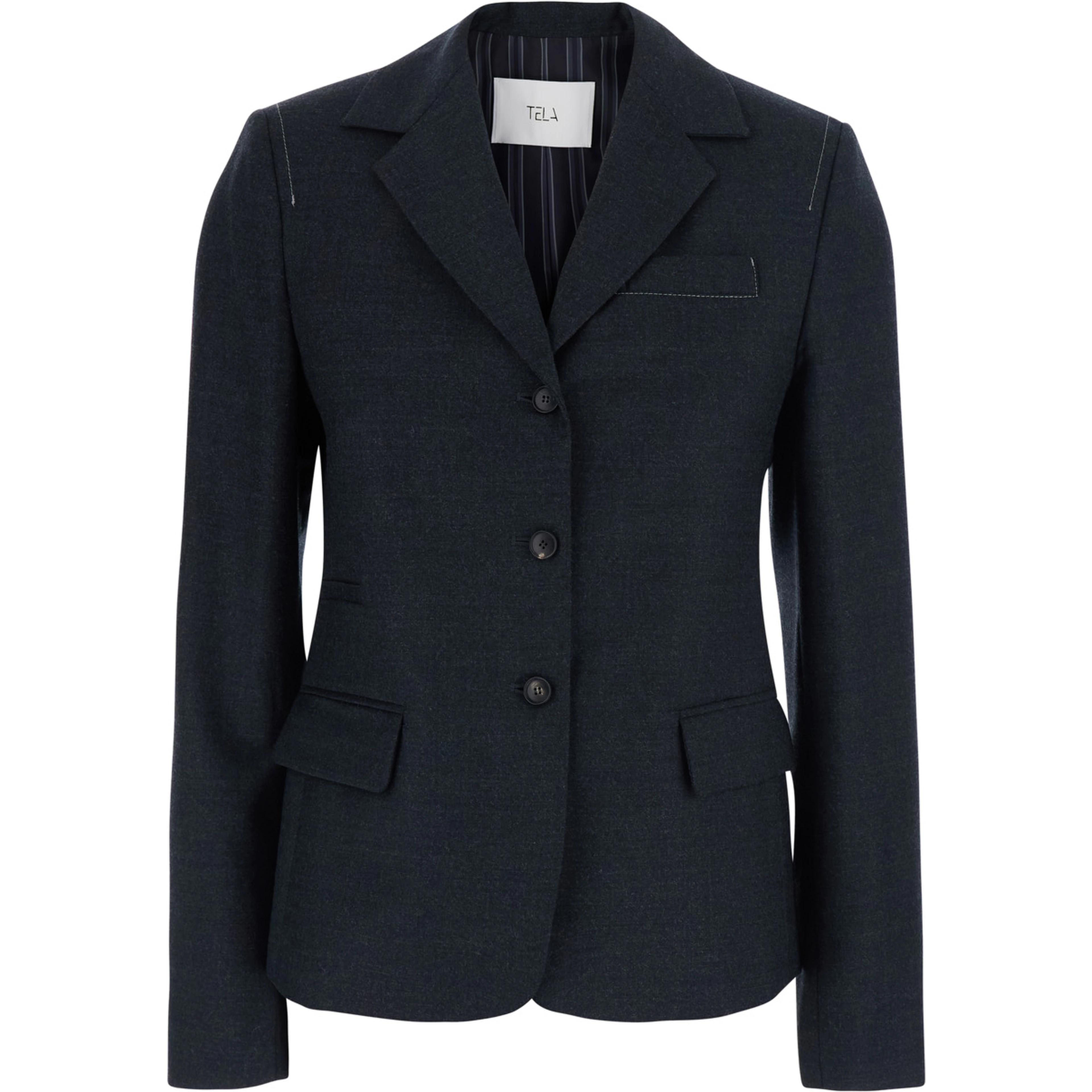 Farrah Grey Single-breasted Jacket with Notched revers in wool blend for women
