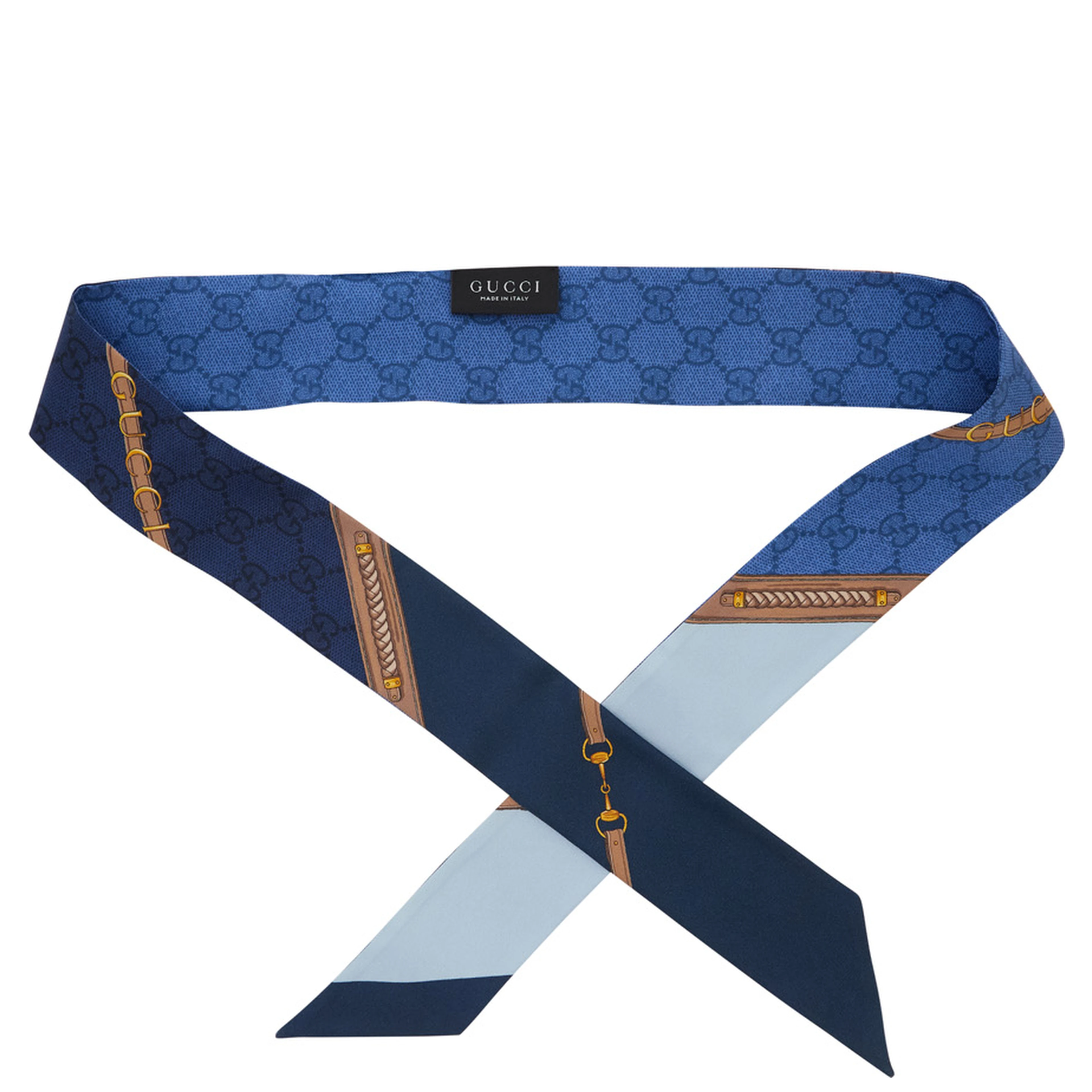 Blue Scarf with All-Over Print in GG Silk for Women