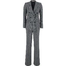 Gray Double-breasted suit with peak revers in wool blend for women