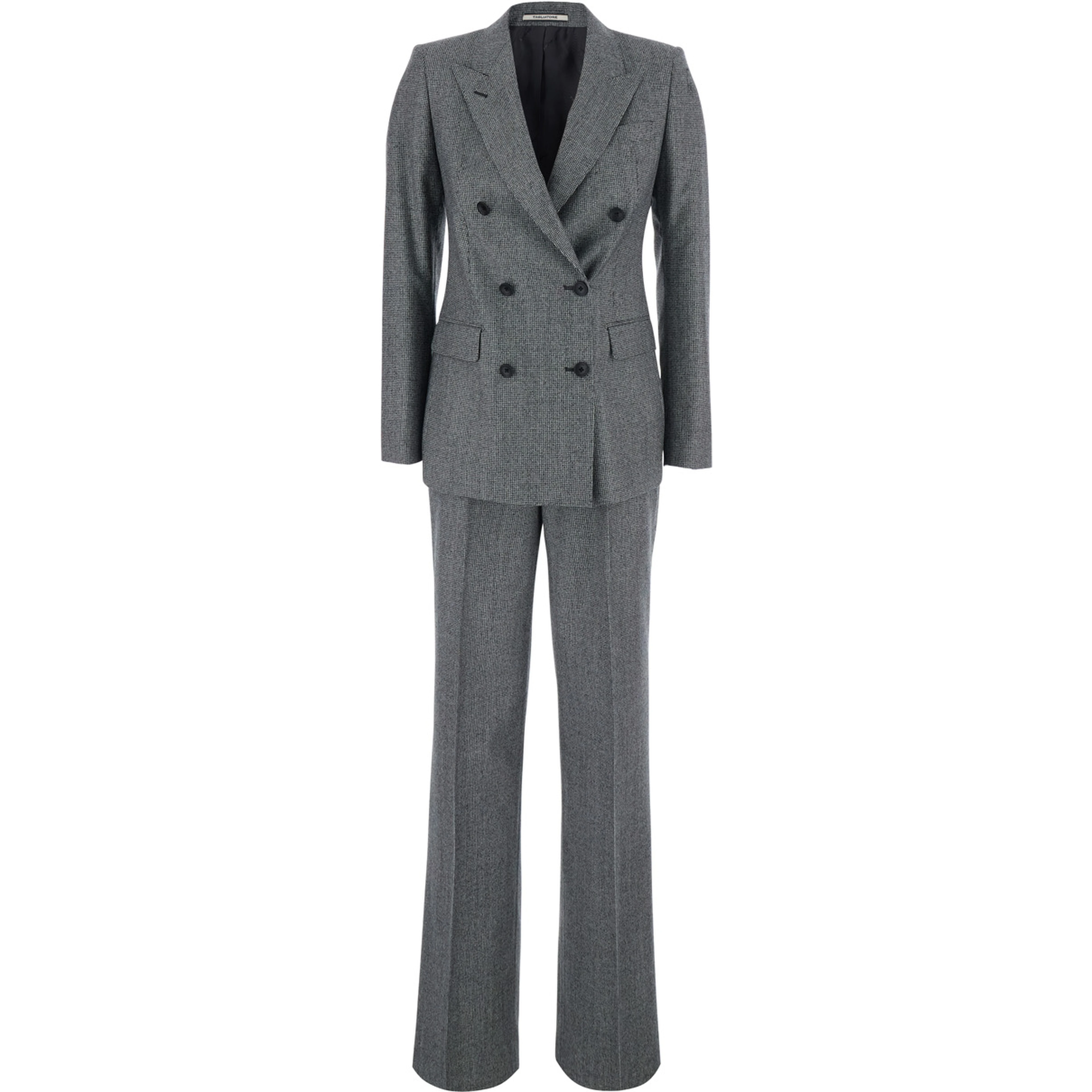 Gray Double-breasted suit with peak revers in wool blend for women
