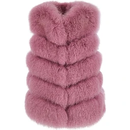 Purple Fur Gilet with High Collar and Sleeveless Design in fur for Women