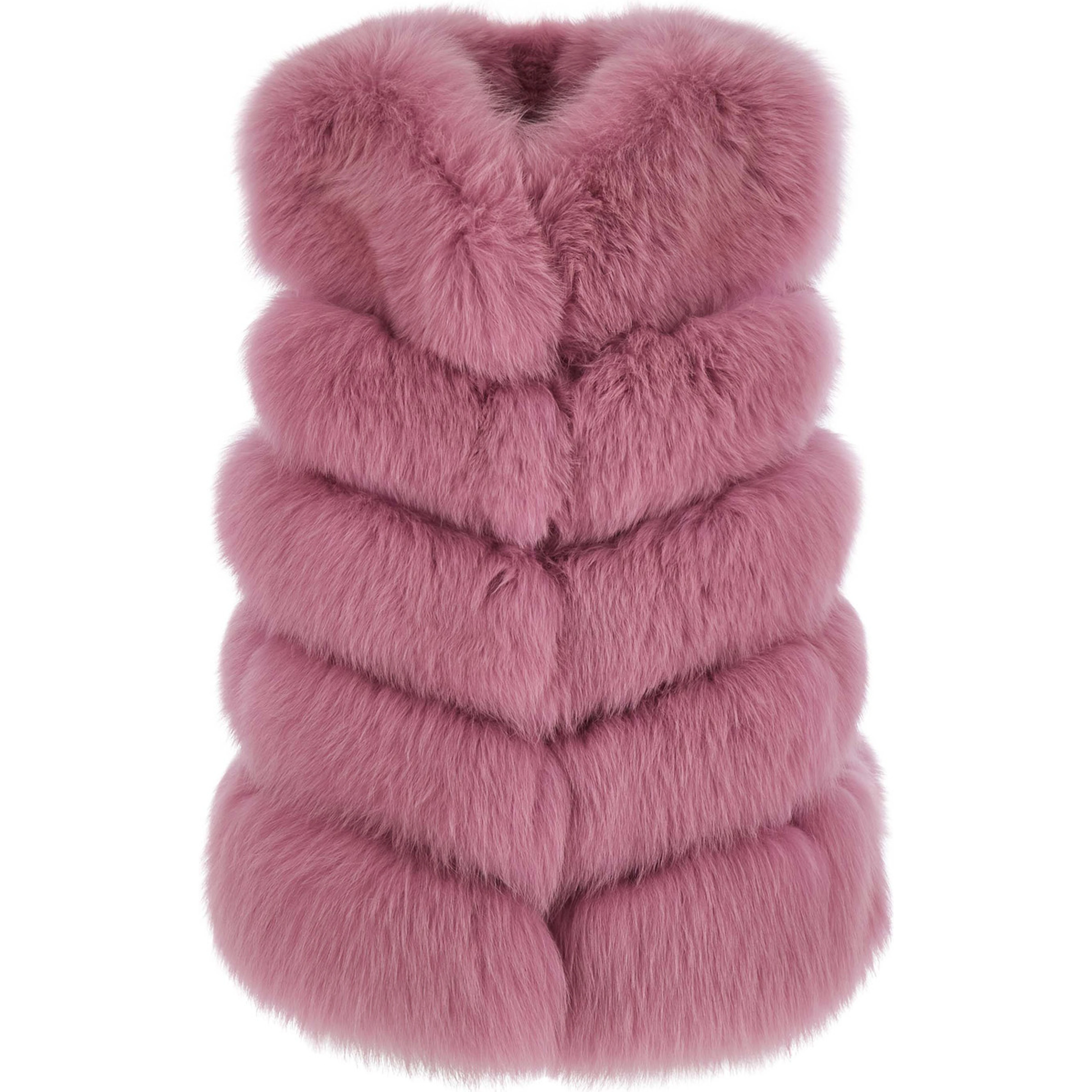 Purple Fur Gilet with High Collar and Sleeveless Design in fur for Women