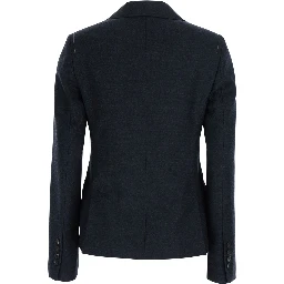 Farrah Grey Single-breasted Jacket with Notched revers in wool blend for women