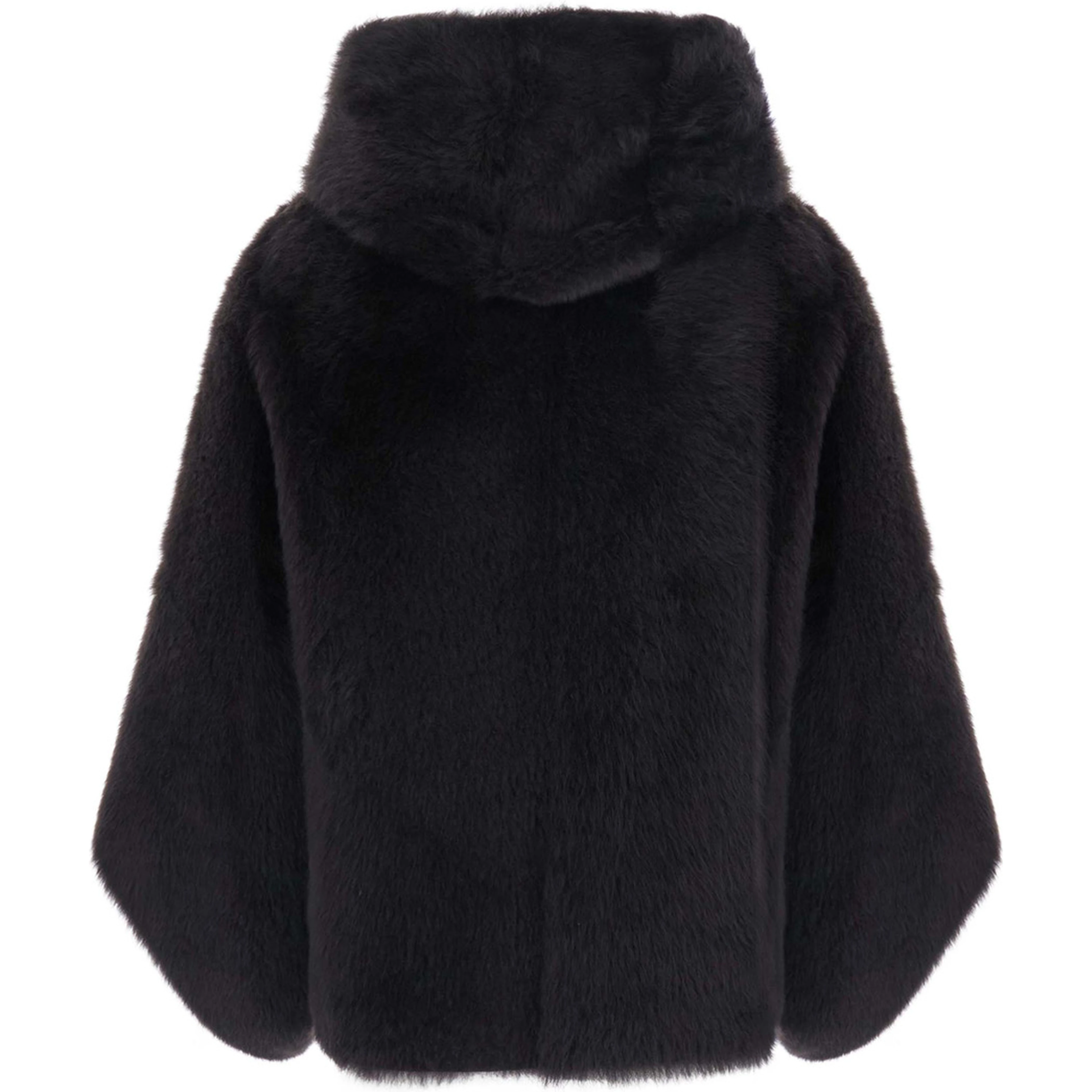 brown Shearling jacket with hood and hidden front closure in shearling for women