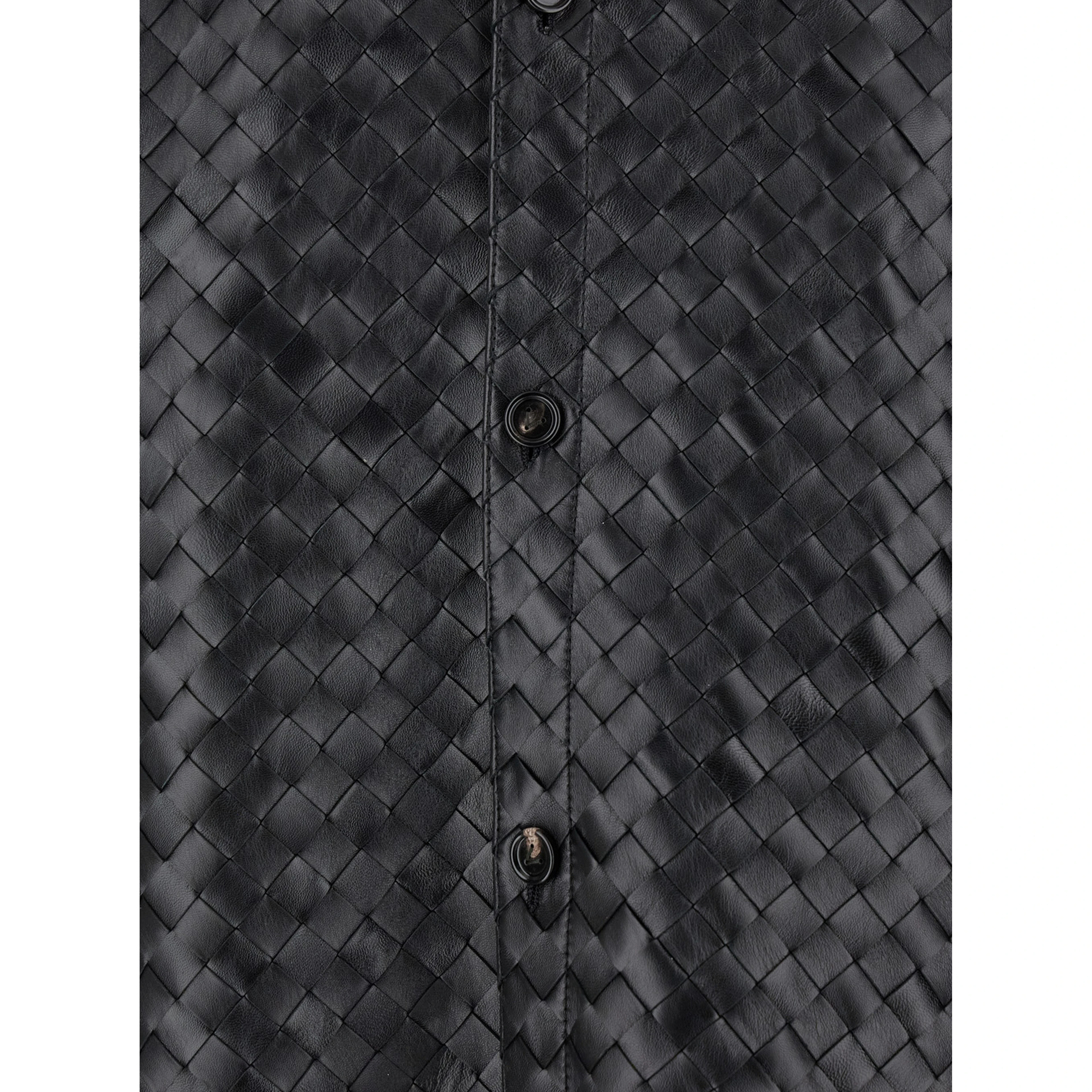 Oversized Woven Leather Jacket Black Men