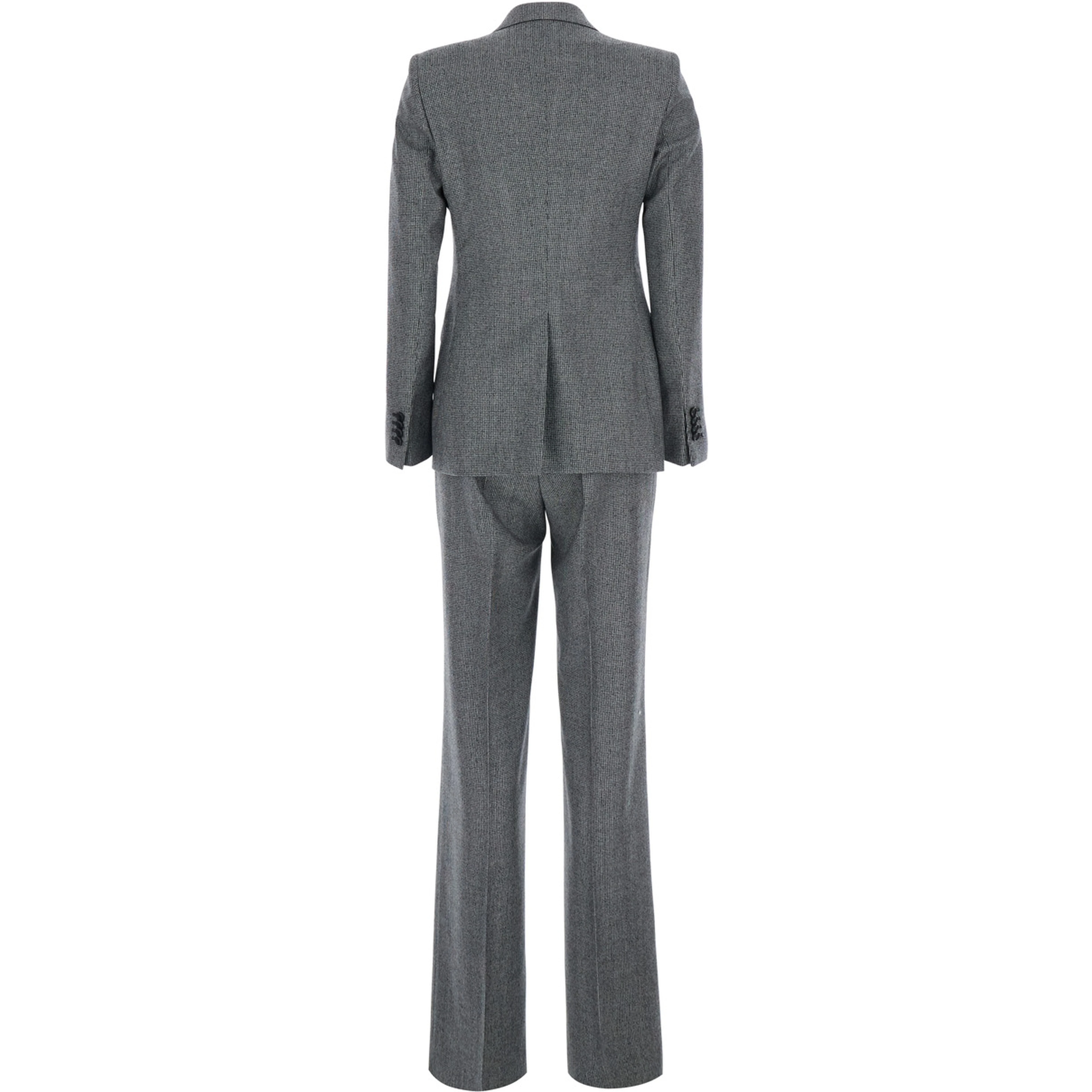 Gray Double-breasted suit with peak revers in wool blend for women
