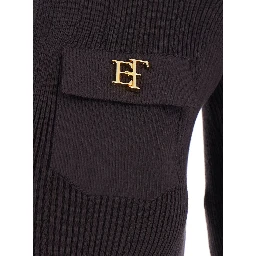 Brown Dress with V-neck and logo detail on the front in Tech Fabric for women