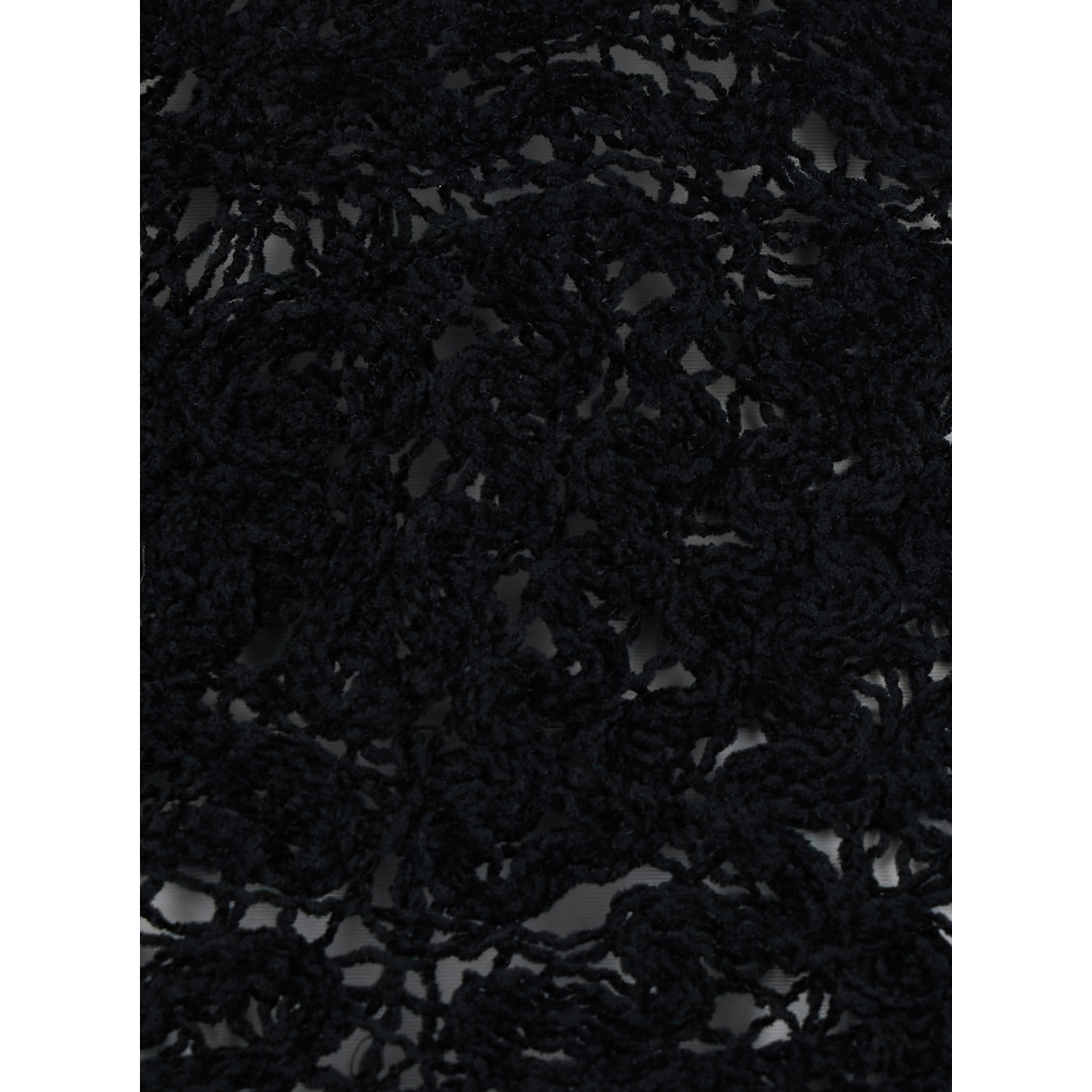 black Sweater with lace details and perforated design in fabric for women