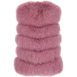 Purple Fur Gilet with High Collar and Sleeveless Design in fur for Women