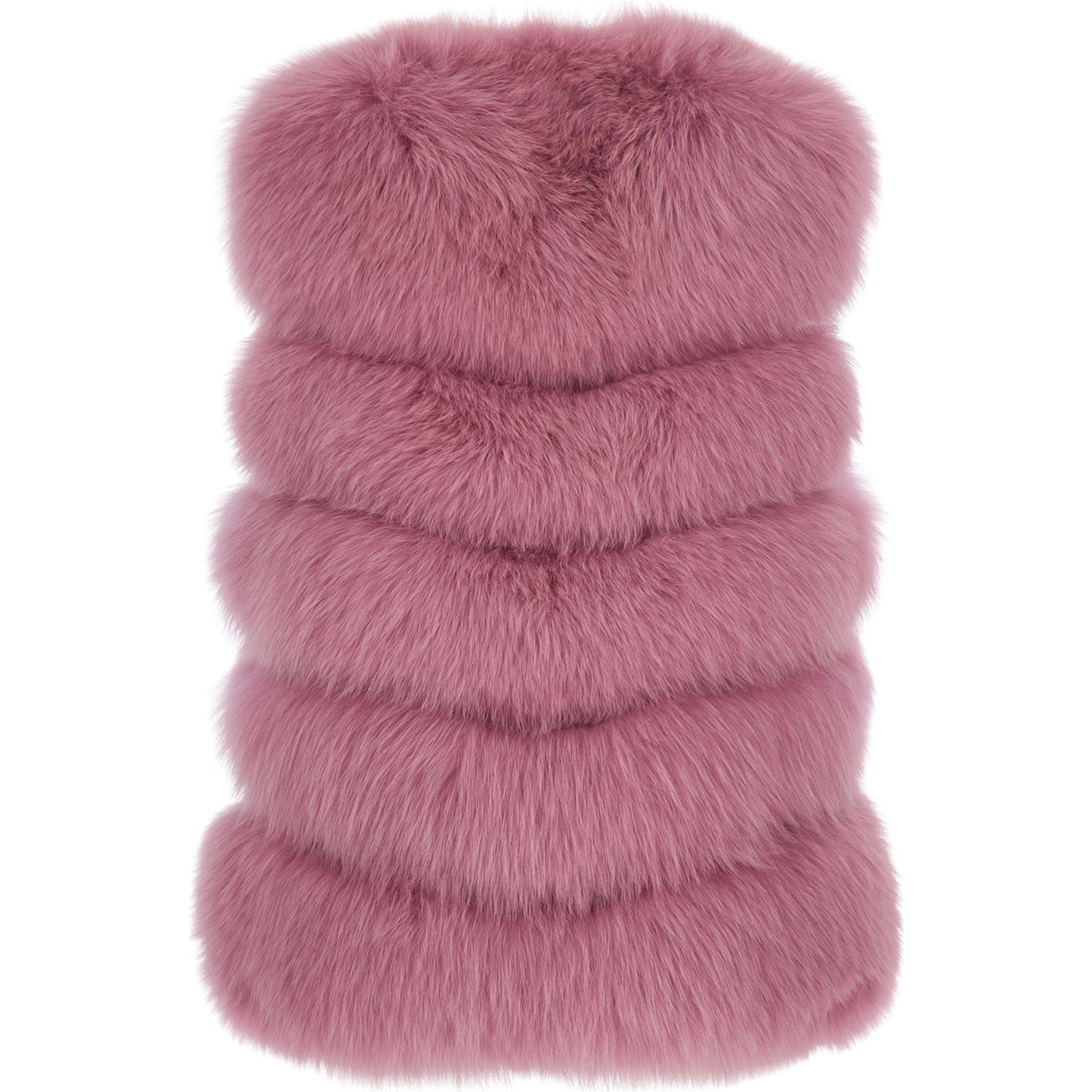 Purple Fur Gilet with High Collar and Sleeveless Design in fur for Women