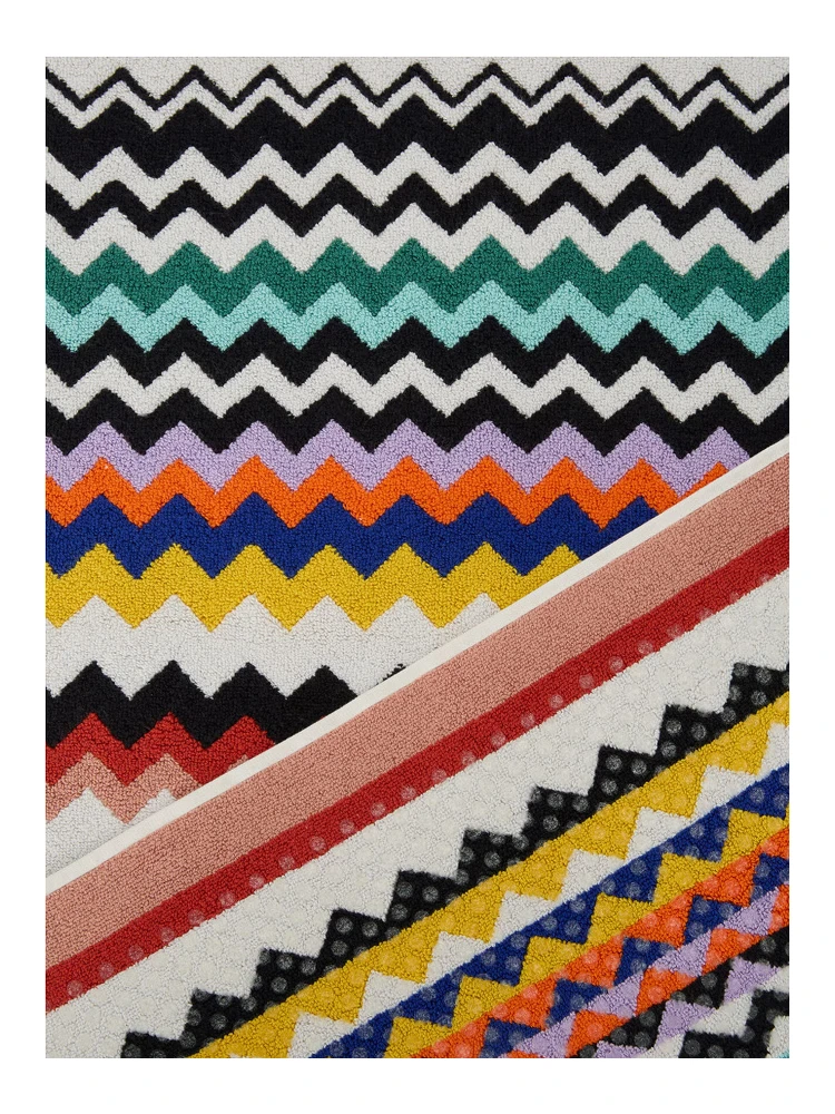 multicolor Bath mat with zigzag motif in cotton home alternative