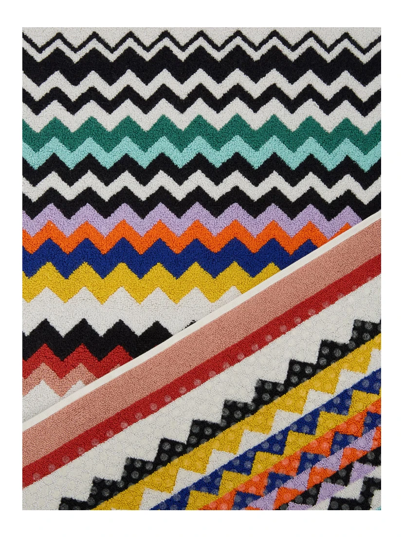 multicolor Bath mat with zigzag motif in cotton home