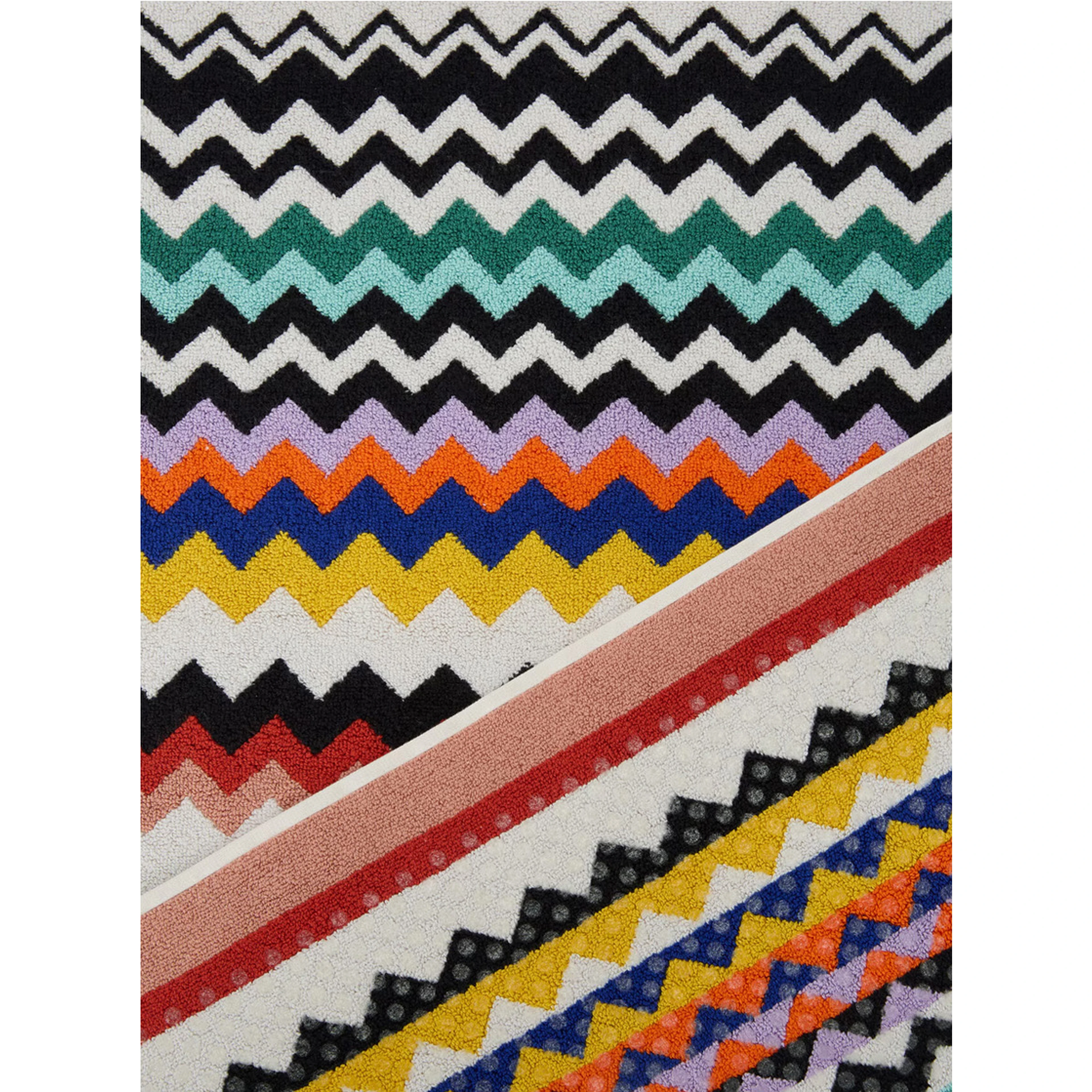 multicolor Bath mat with zigzag motif in cotton home