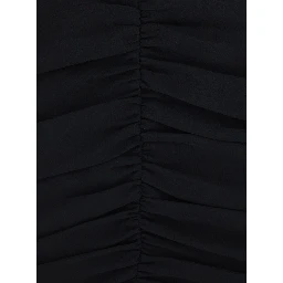 Black Mini Dress with V-Neck and Hidden Zip Closure at the Back in Tech Fabric for Women