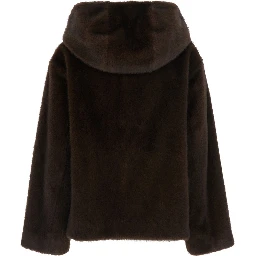 Jacket P.A.R.O.S.H. brown in Tech Fabric with front closure and pockets, women