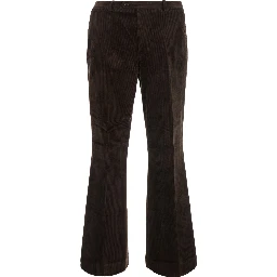 Brown Unisex Flared Corduroy Pants with Cotton