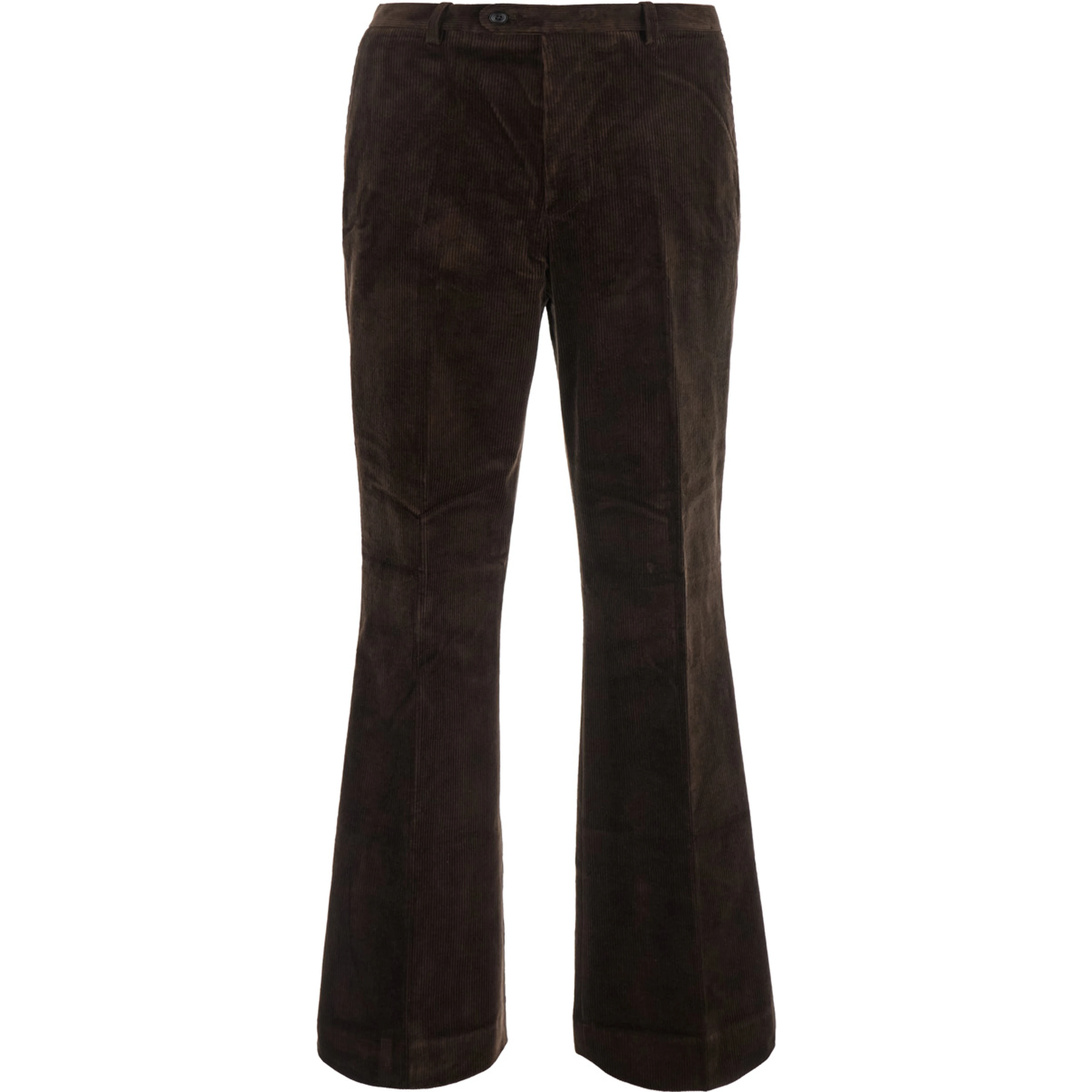 Brown Unisex Flared Corduroy Pants with Cotton