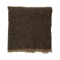 brown scarf with Square design and fringed edges in wool and cashmere Blend women