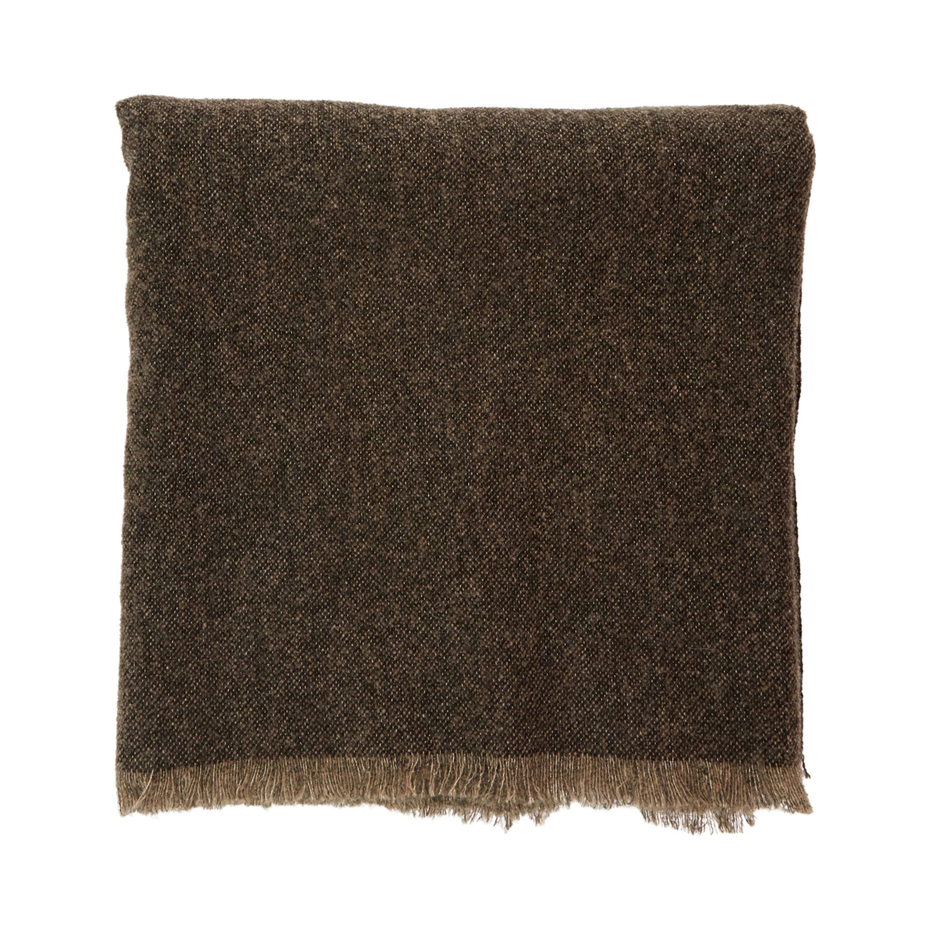 brown scarf with Square design and fringed edges in wool and cashmere Blend women
