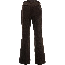 Brown Unisex Flared Corduroy Pants with Cotton