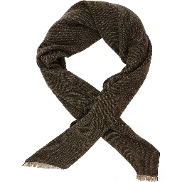 brown scarf with Square design and fringed edges in wool and cashmere Blend women