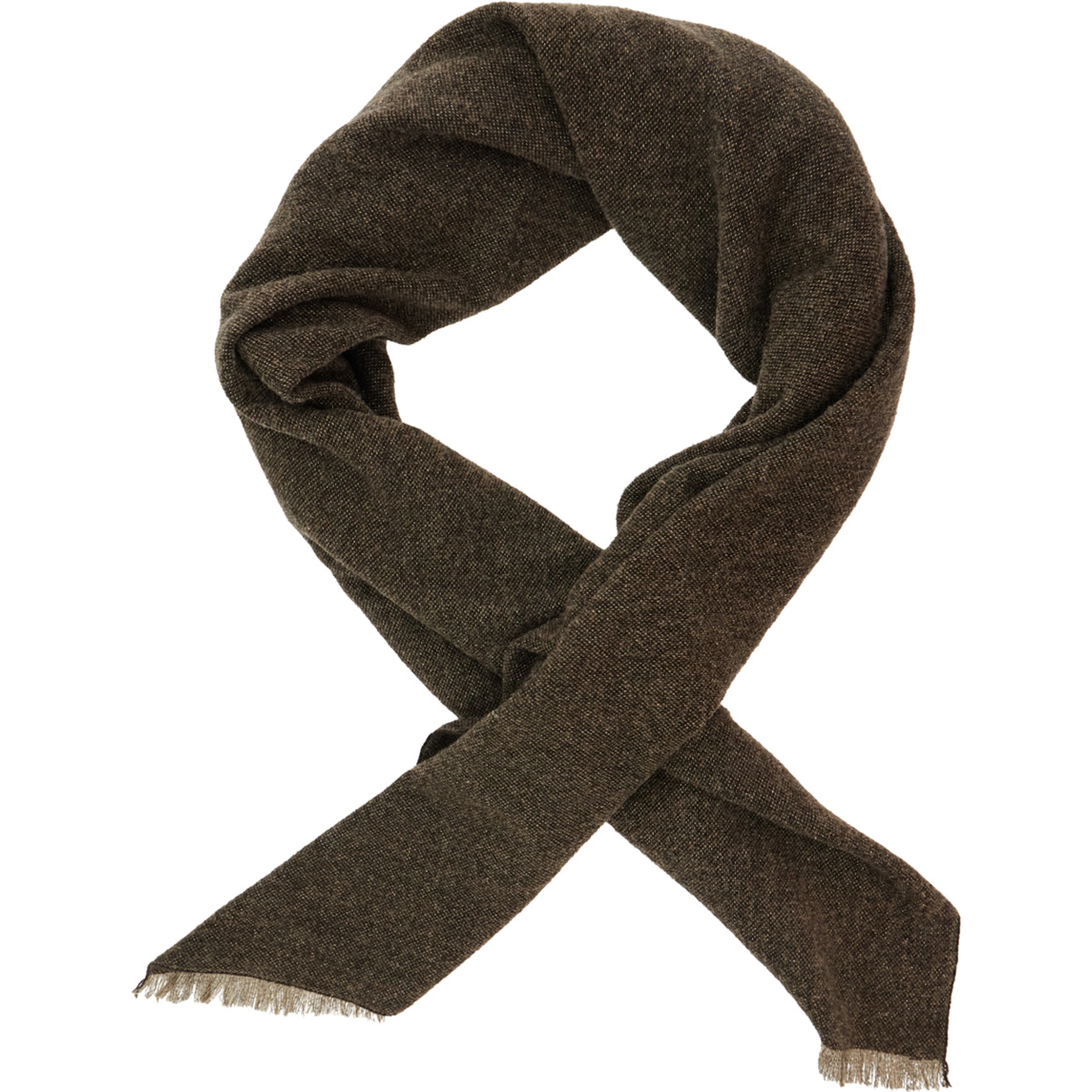 brown scarf with Square design and fringed edges in wool and cashmere Blend women