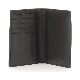 Brown wallet with Logo lettering on the front in leather for women
