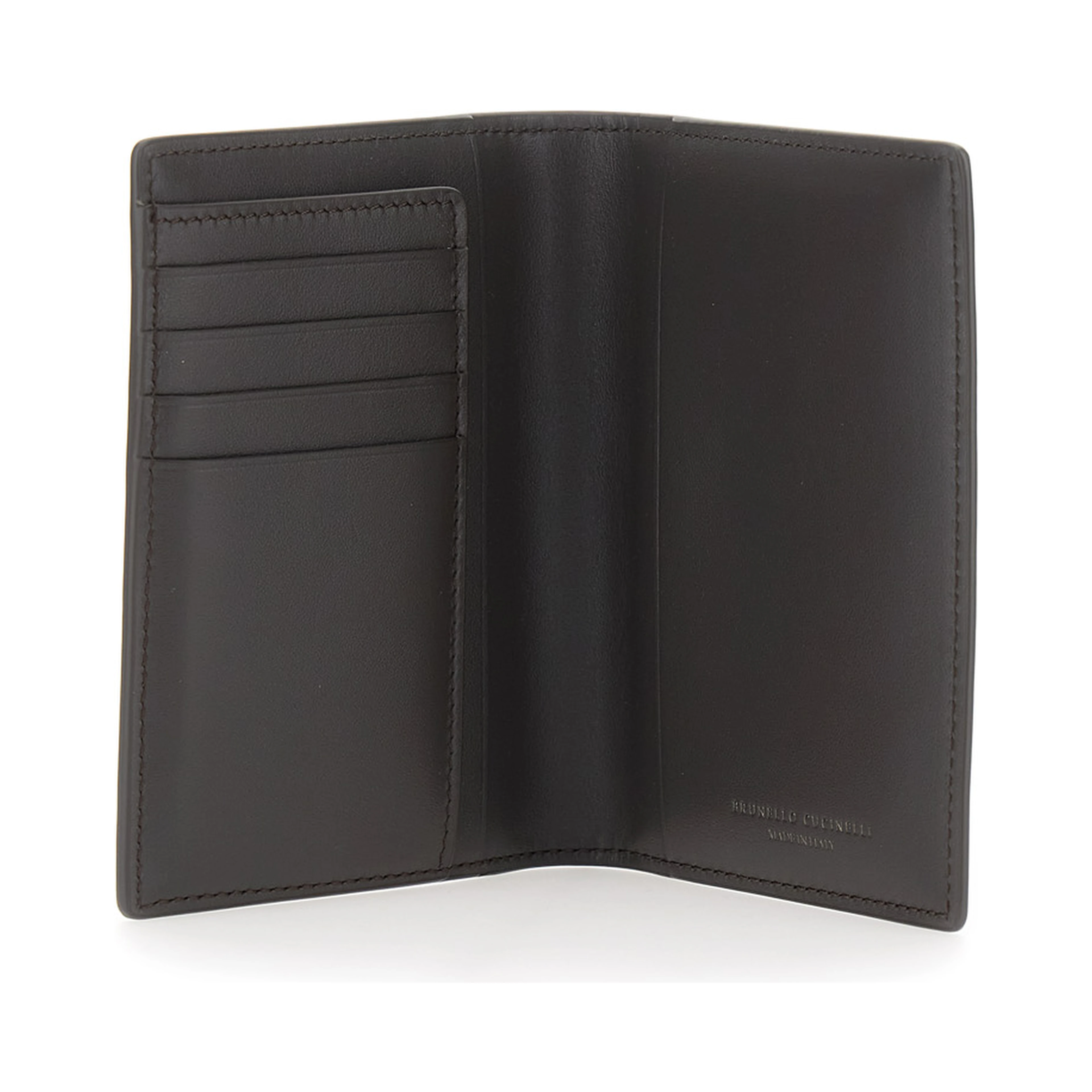 Brown wallet with Logo lettering on the front in leather for women
