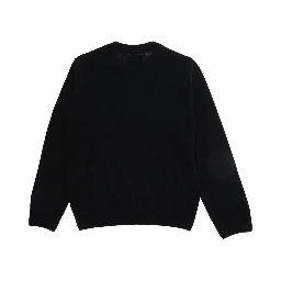 Black crew-neck Princess P sweater in cashmere, wool, viscose and polyamide for Girl
