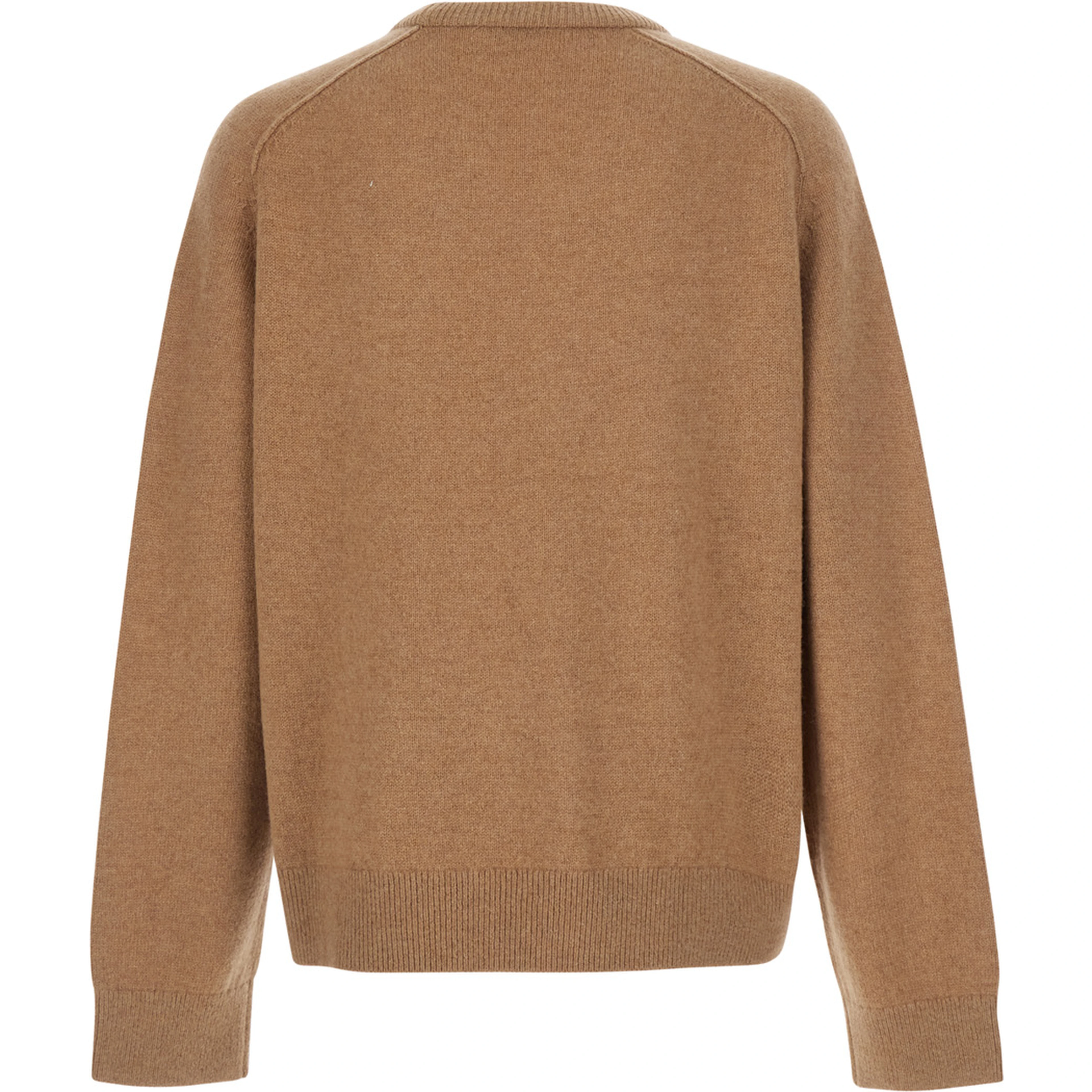 Beige sweater with high collar and long sleeves in wool, unisex