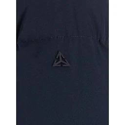 Blue Down jacket with fixed hood and long sleeves in Tech Fabric for men