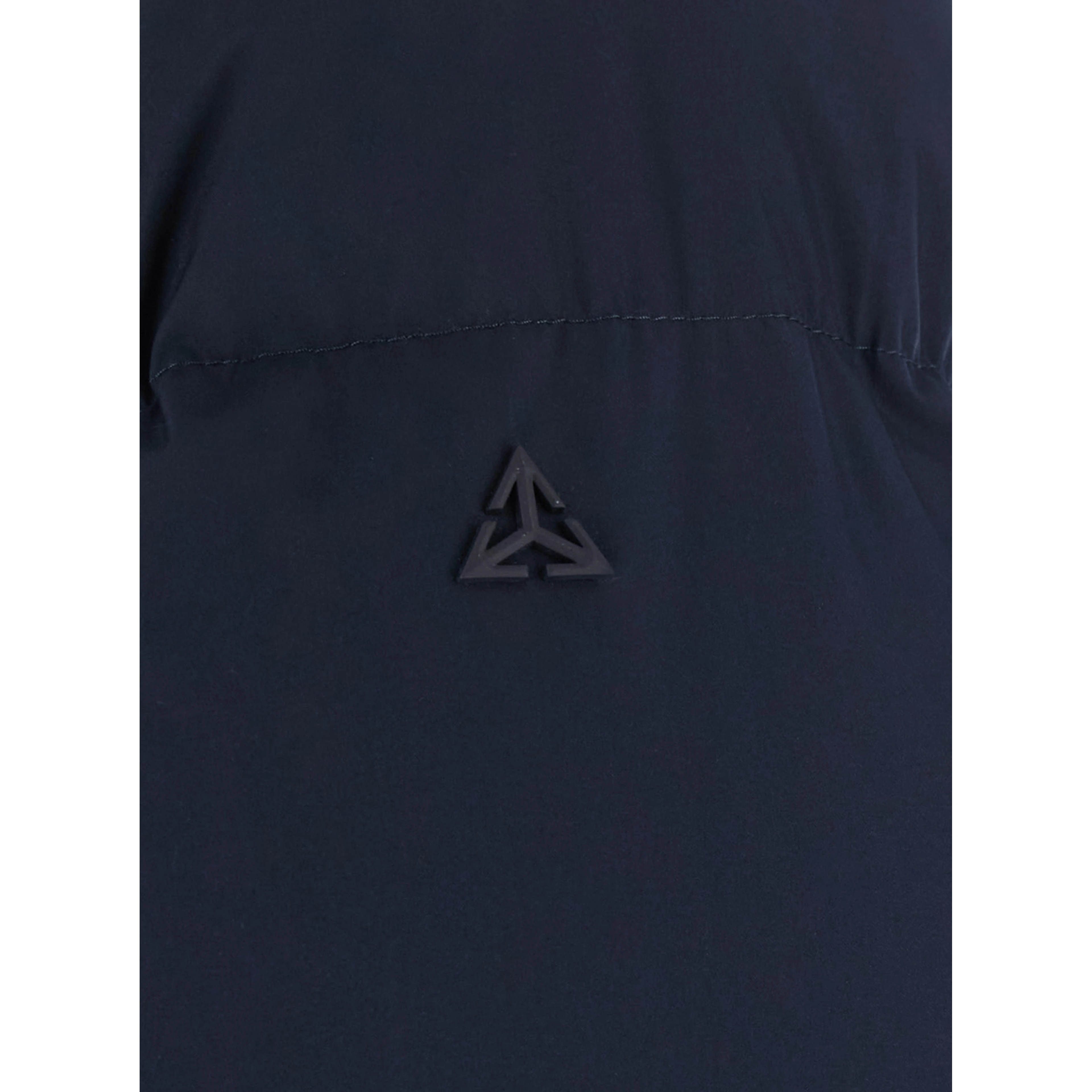 Blue Down jacket with fixed hood and long sleeves in Tech Fabric for men