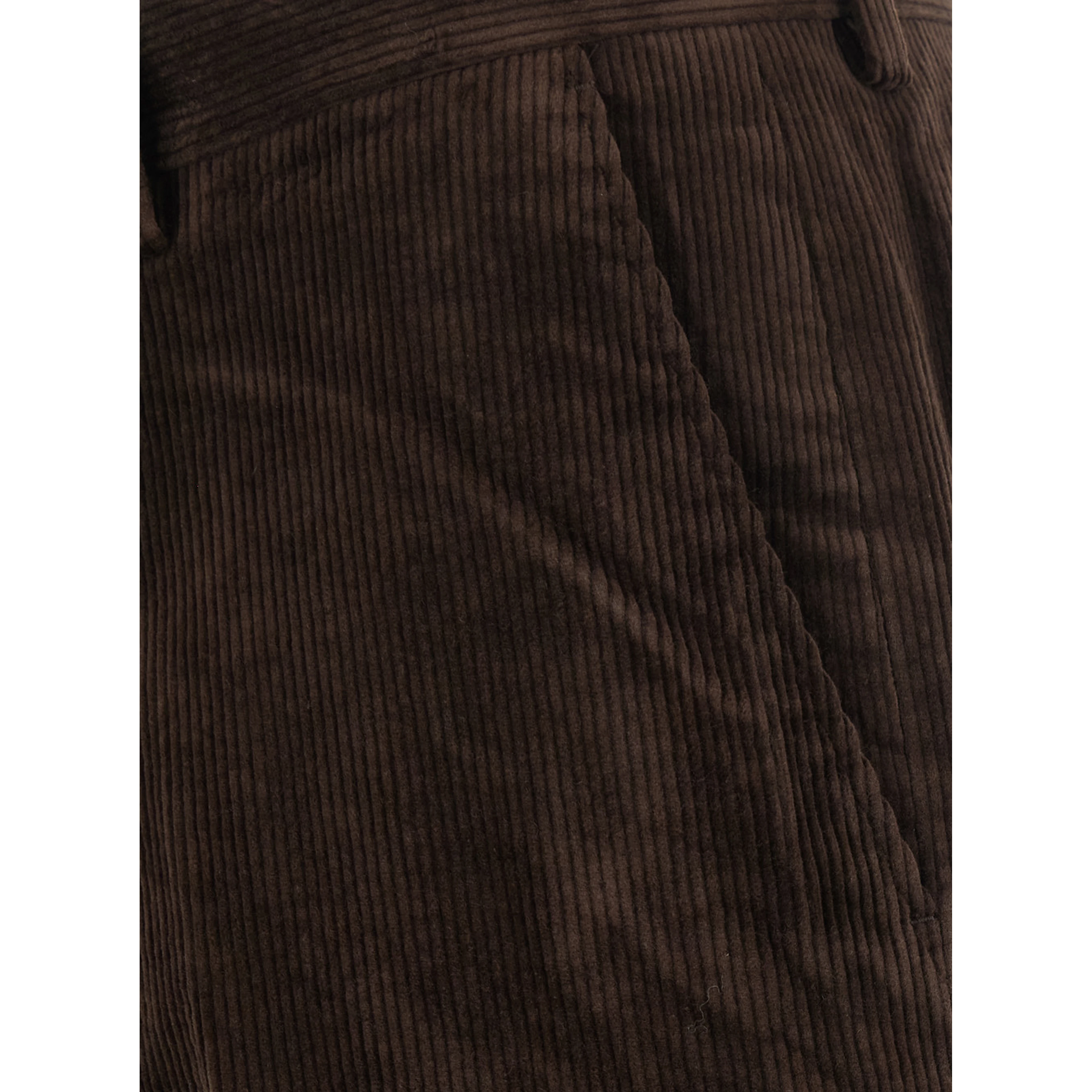 Brown Unisex Flared Corduroy Pants with Cotton