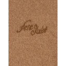 Beige sweater with high collar and long sleeves in wool, unisex