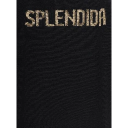 Black crew-neck Princess P sweater in cashmere, wool, viscose and polyamide for Girl