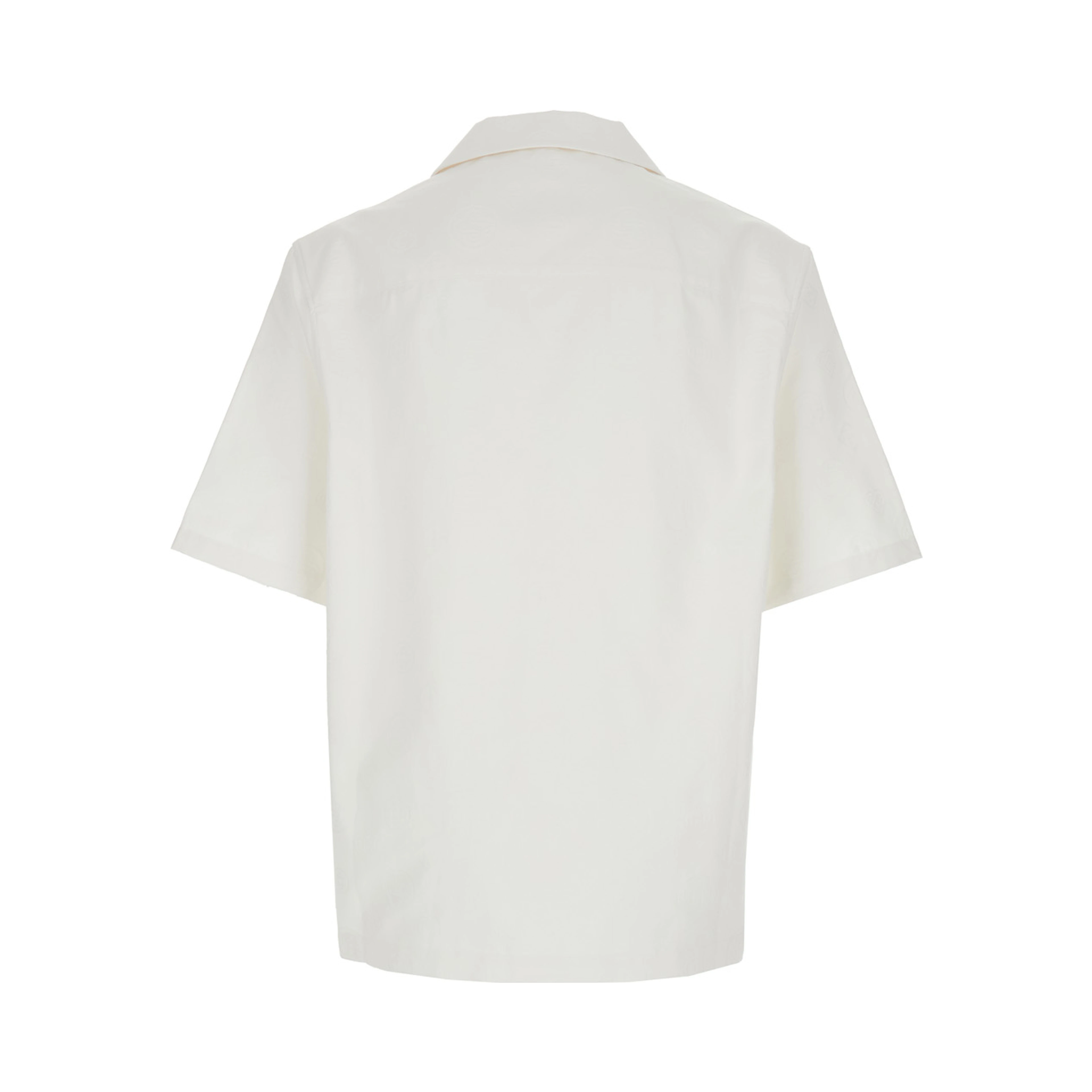White Bowling Shirt with Cuban Collar in Cotton Man