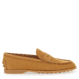 Loafers "Tods" with Half Horsebit Detail on the Back and Rubber Sole in Beige Suede for Women