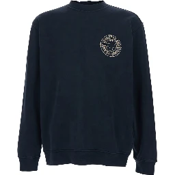 Black Crewneck Sweatshirt with Logo Detail on the Front and Maxi Logo on the Rear in Cotton Man