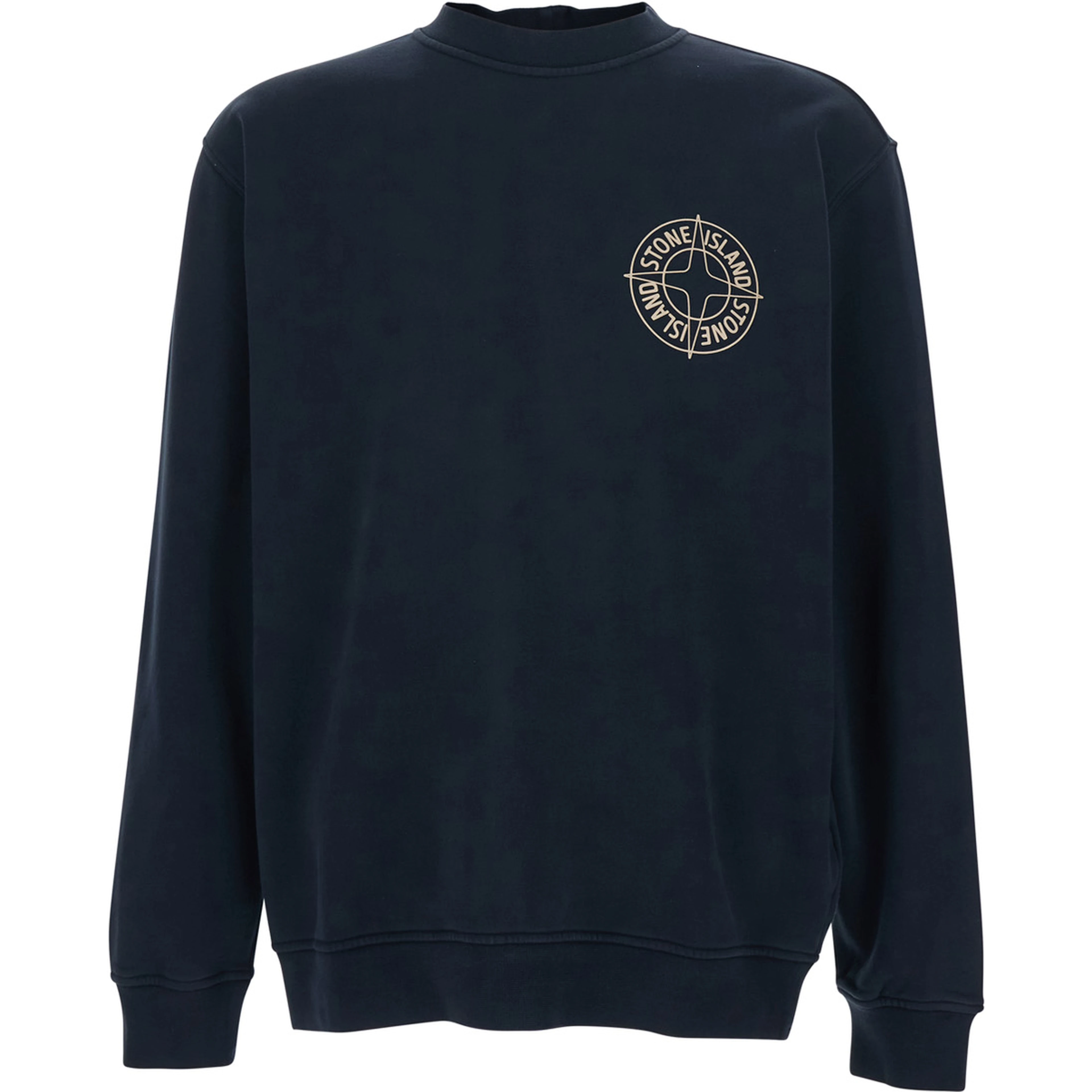 Black Crewneck Sweatshirt with Logo Detail on the Front and Maxi Logo on the Rear in Cotton Man
