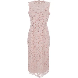 Pink Dress with Lace Design in Mixed Cotton Woman