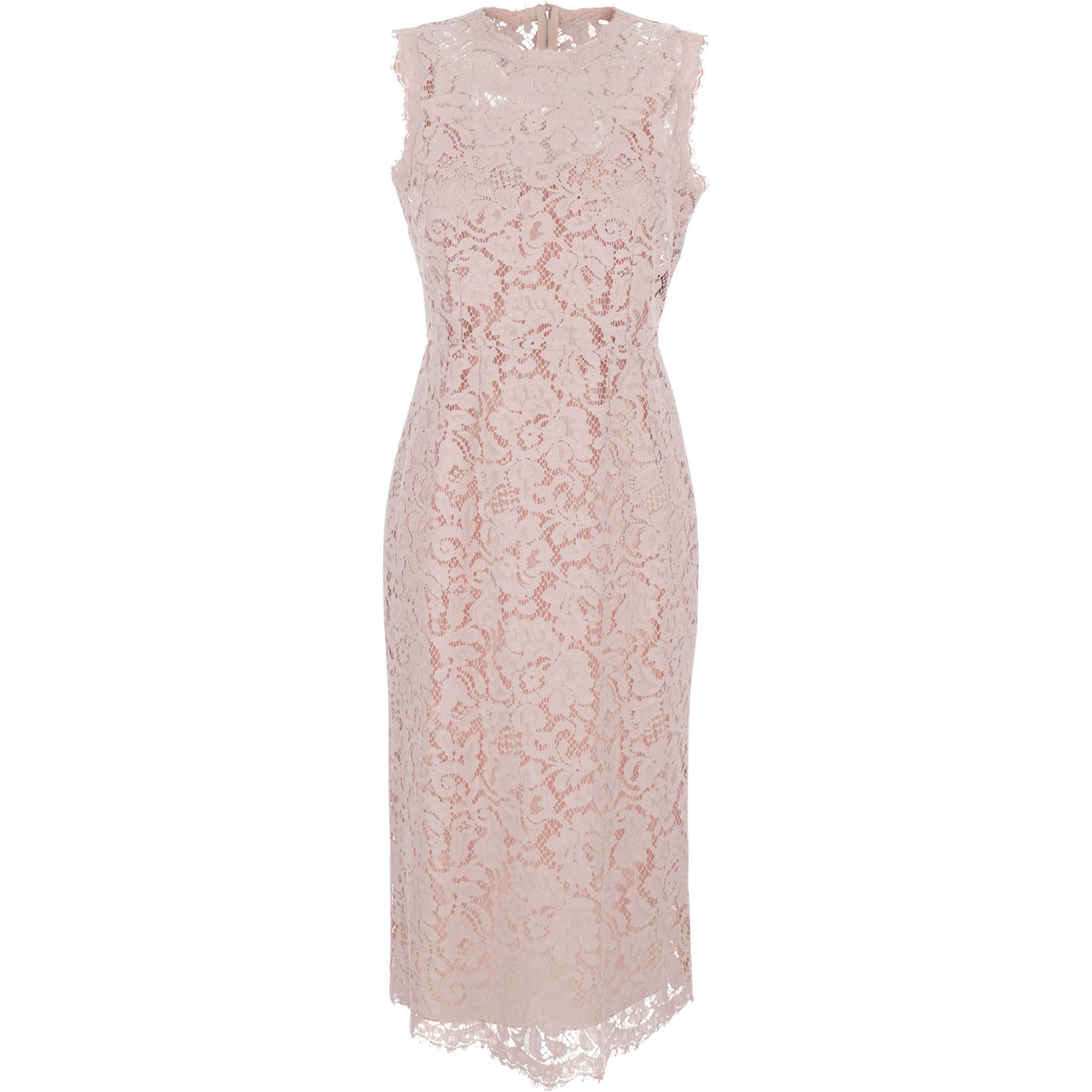 Pink Dress with Lace Design in Mixed Cotton Woman