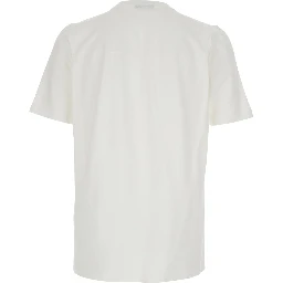 White Crew Neck T-shirt with logo lettering on the front in cotton for men