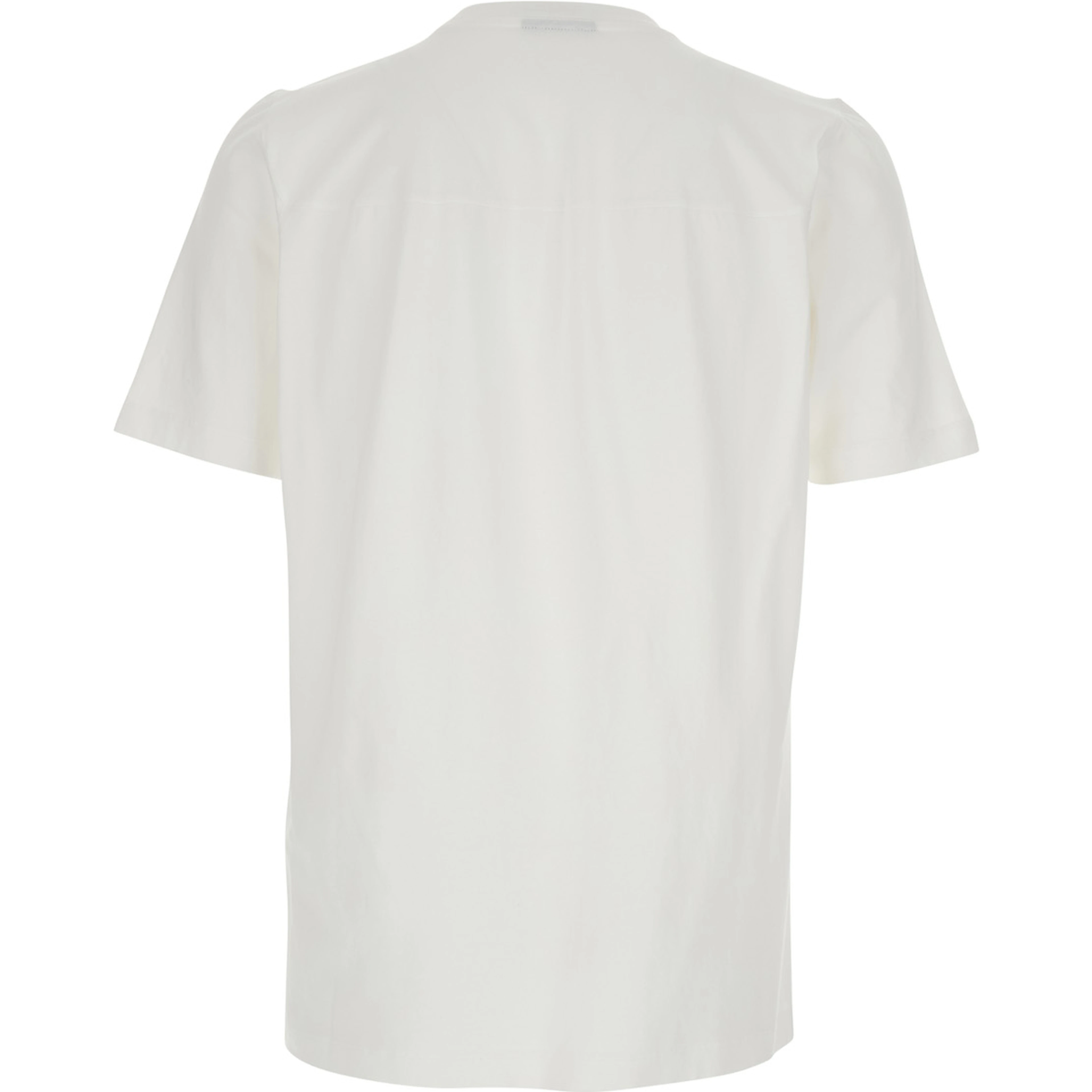 White Crew Neck T-shirt with logo lettering on the front in cotton for men