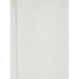 White Bowling Shirt with Cuban Collar in Cotton Man