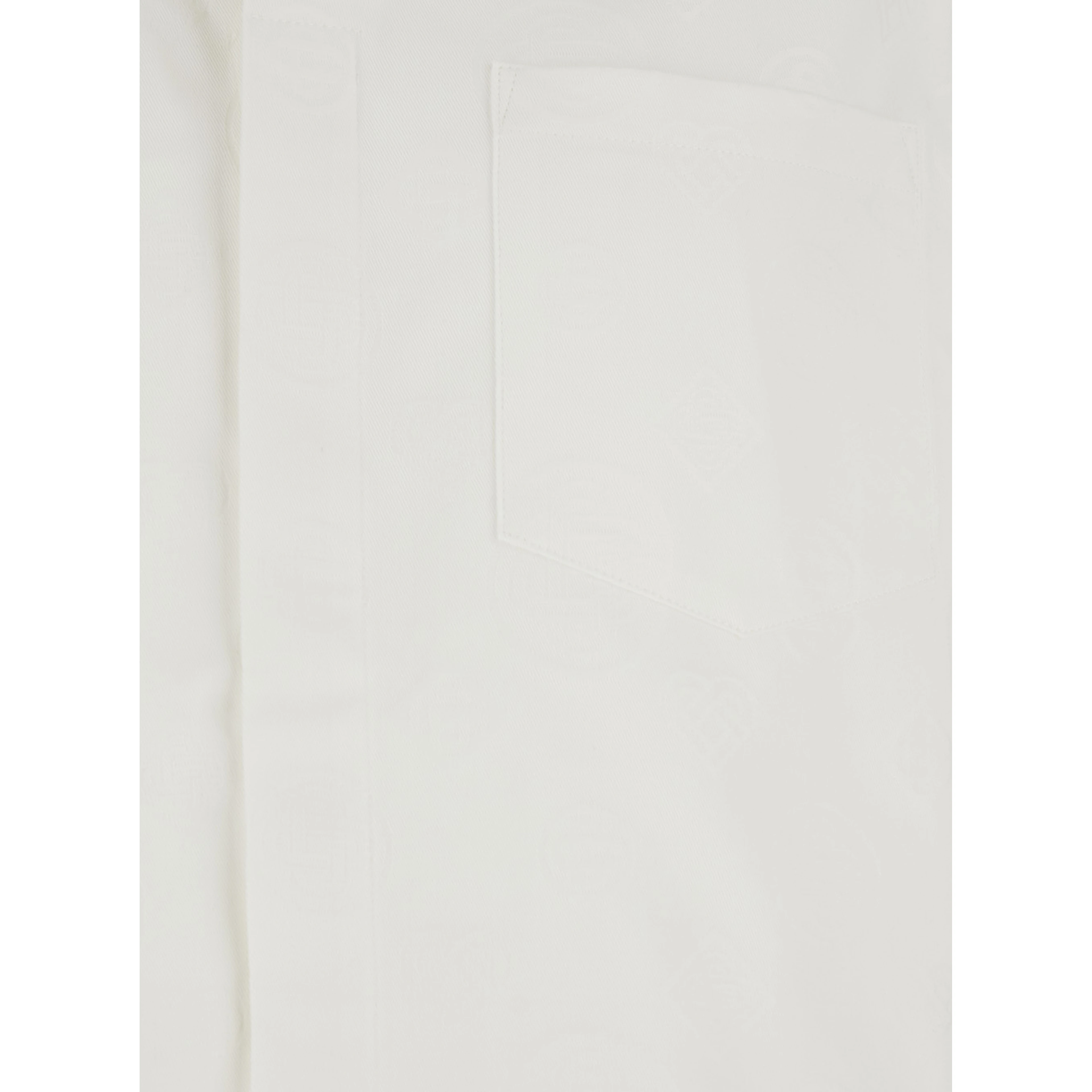White Bowling Shirt with Cuban Collar in Cotton Man