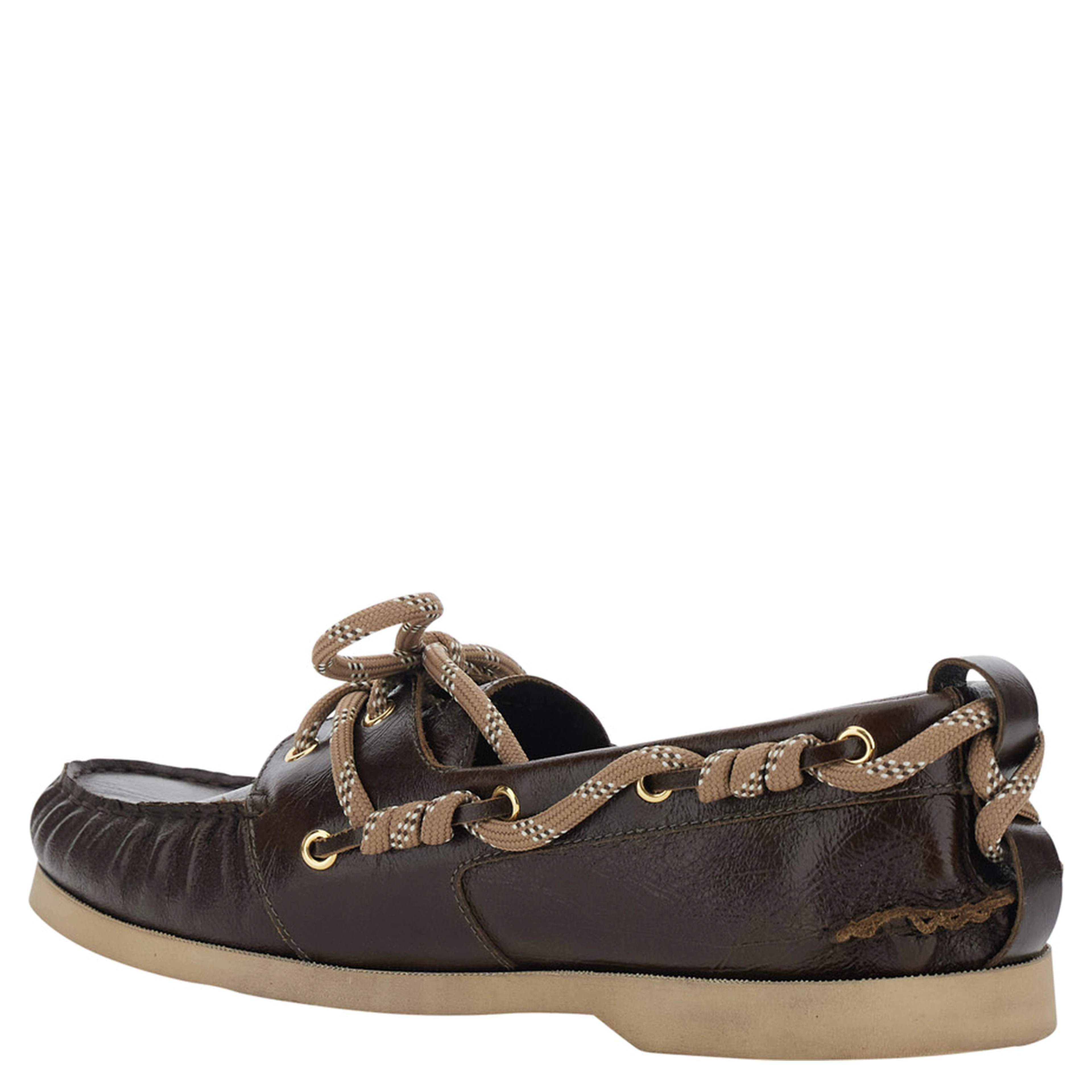 Brown Boat Moccasins with Side Laces in Leather Men