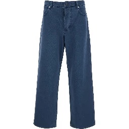 Blue Jeans with Five-Pocket Design and Logo Patch on the Back in Denim for Men
