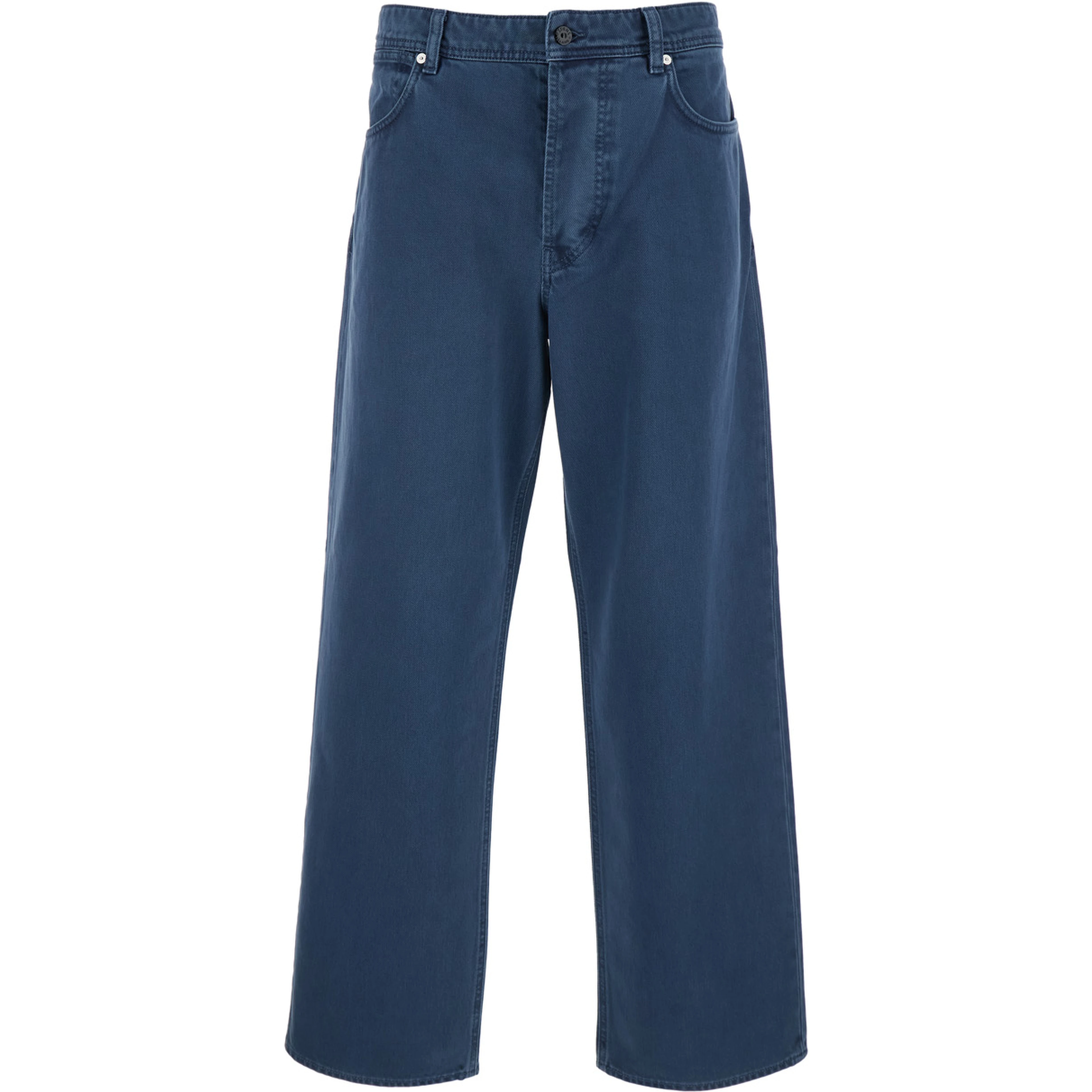 Blue Jeans with Five-Pocket Design and Logo Patch on the Back in Denim for Men