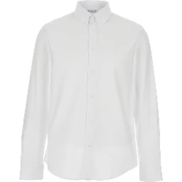 White Shirt with Button Down Collar in Cotton Man