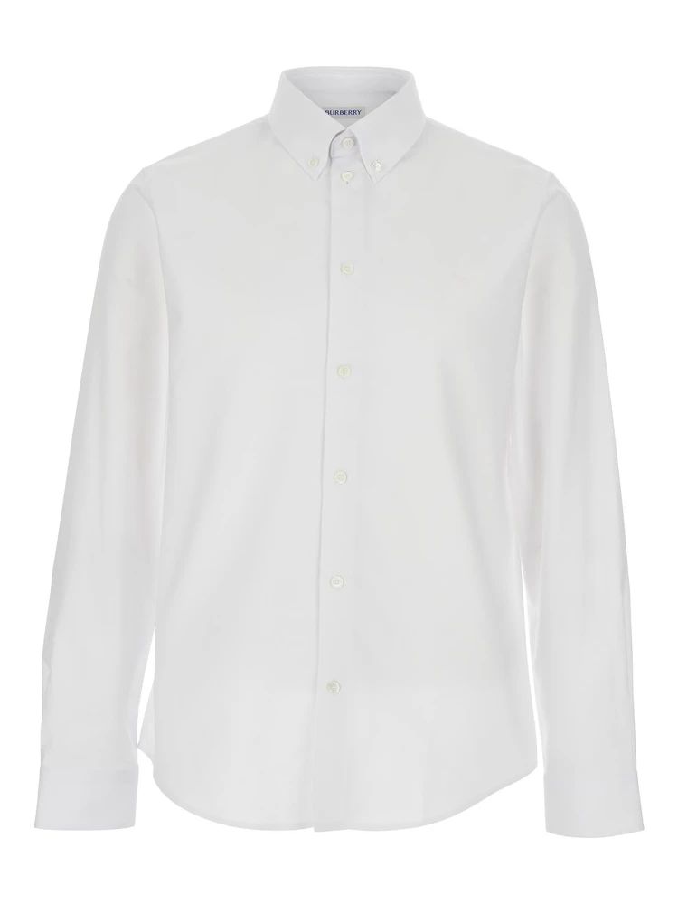 White Shirt with Button Down Collar in Cotton Man